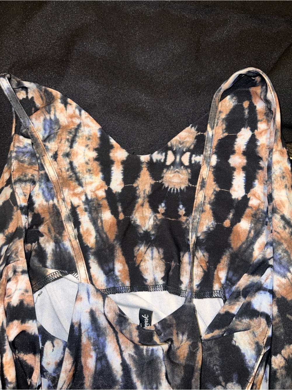 Viereck| ☮️ Tie Dye Maxi Dress w/ Built-In Bra Boho Festival| Large - Picture 4 of 7